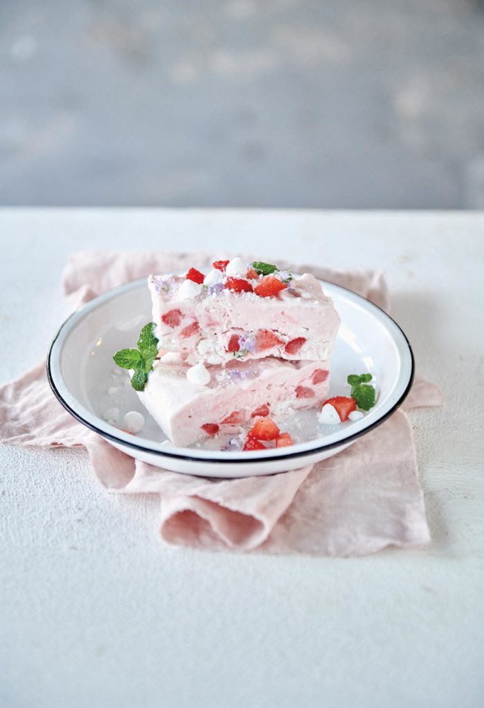 Strawberry meringue semifreddo